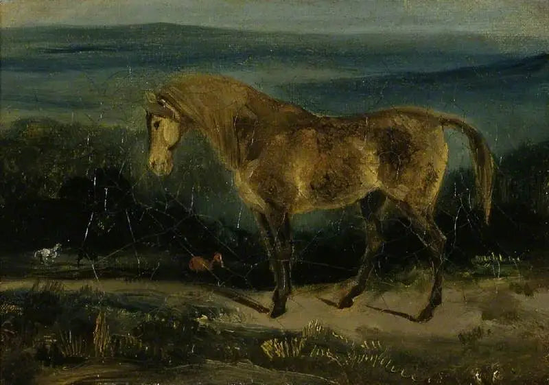 Hest i et landskab - Eugène Delacroix