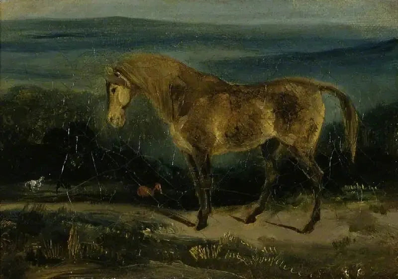 Hest i et landskab - Eugène Delacroix