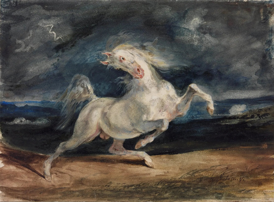 Skræmt hest af stormen - Eugène Delacroix