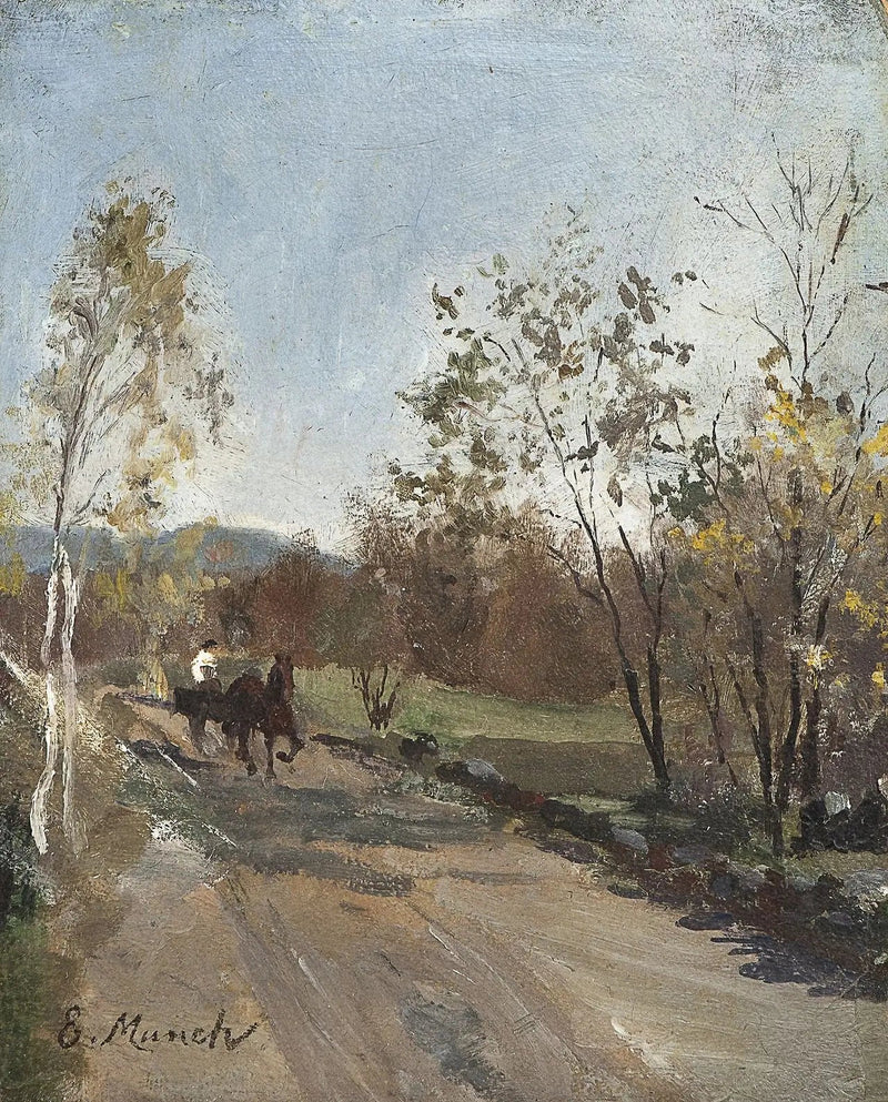 Hest og vogn på en landevej - Edvard Munch