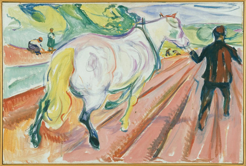 Hest og Mand i marken - Edvard Munch