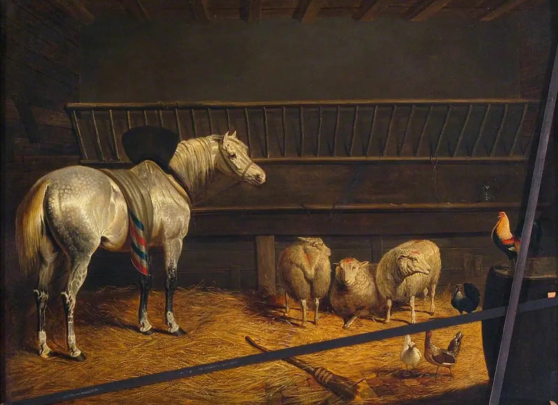 Grå hest i en stald - John Frederick Herring, Sr.