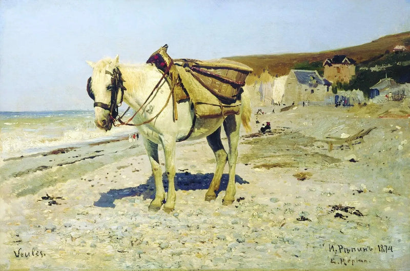 Hest til indsamling af sten ved Veules-les-Roses - Ilya Repin