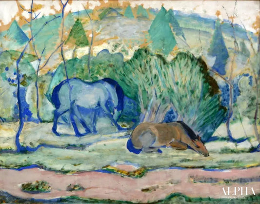 Chevaux au pâturage - Franz Marc - Reproductions de tableaux et peintures haut de gamme