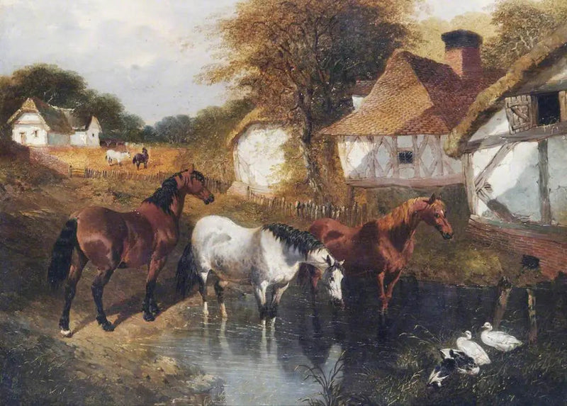 Heste i et hjørne af en gård - John Frederick Herring, Sr.