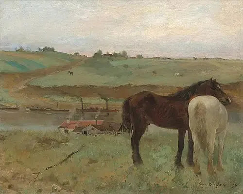 Heste i en eng - Edgar Degas