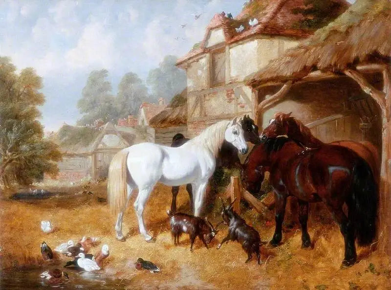 Heste i en gårdhave - John Frederick Herring, Sr.