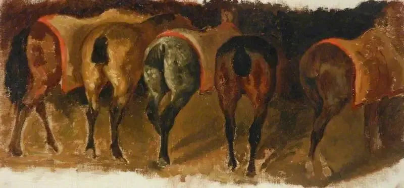Stående heste i en stald - Théodore Géricault