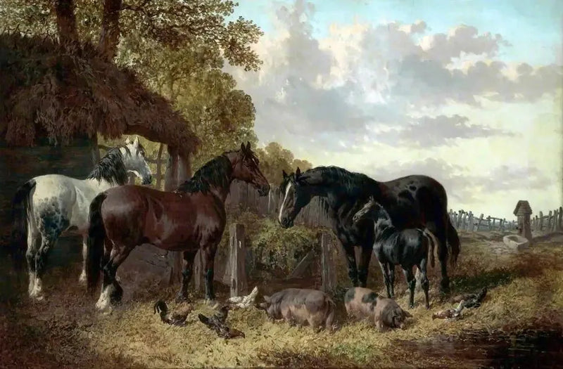 Heste, grise og fjerkræ - John Frederick Herring, Sr.