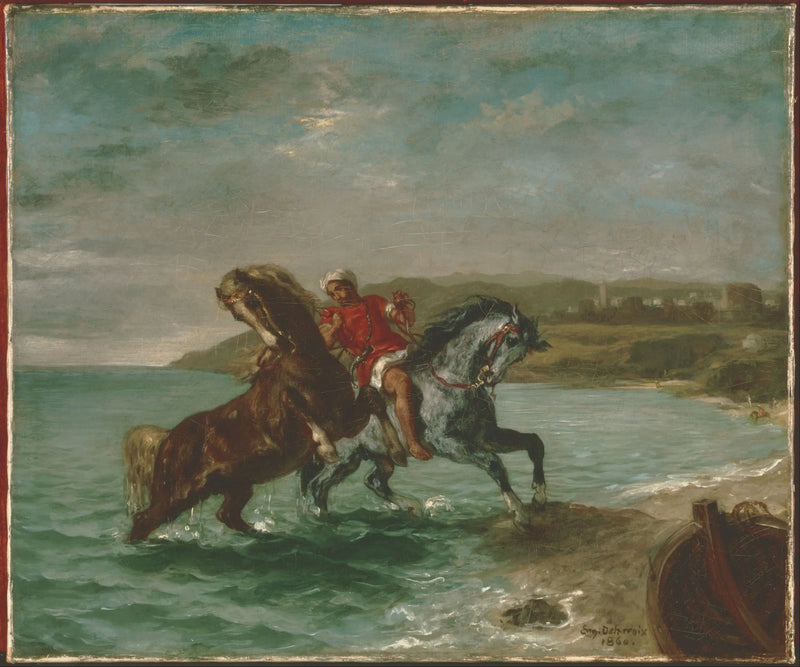 Heste, der kommer ud af havet - Eugène Delacroix