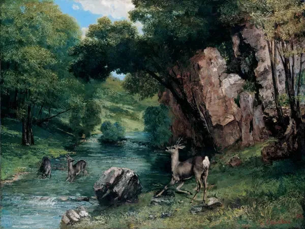 Hjort i en bæk - Gustave Courbet