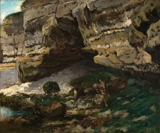 Hjorte ved kilden - Gustave Courbet
