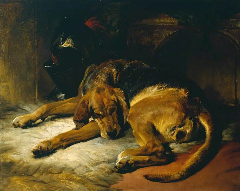 Endormet jagthund - Edwin Henry Landseer