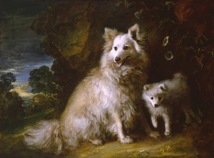 Pomeranian hund og hvalp - Thomas Gainsborough