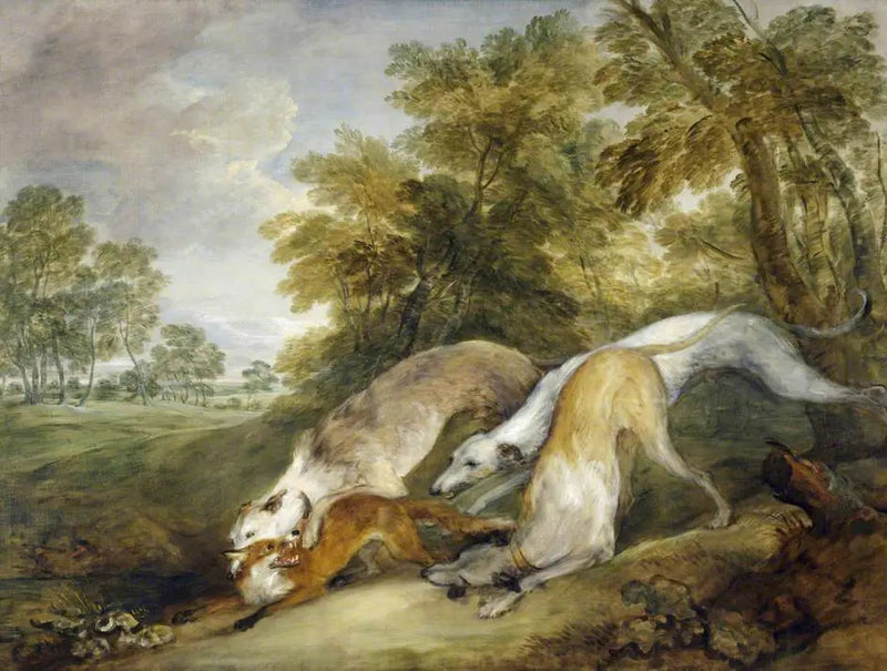 Hunde, der jager en ræv - Thomas Gainsborough