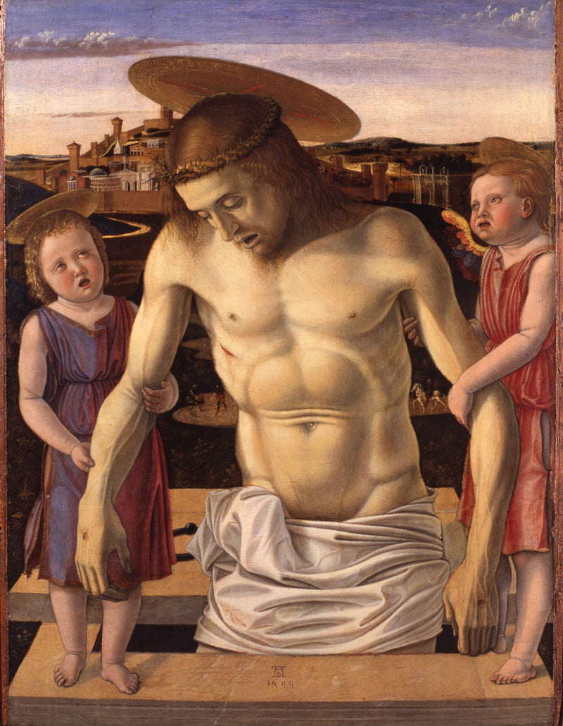 Christo død understøttet af to engle - Giovanni Bellini