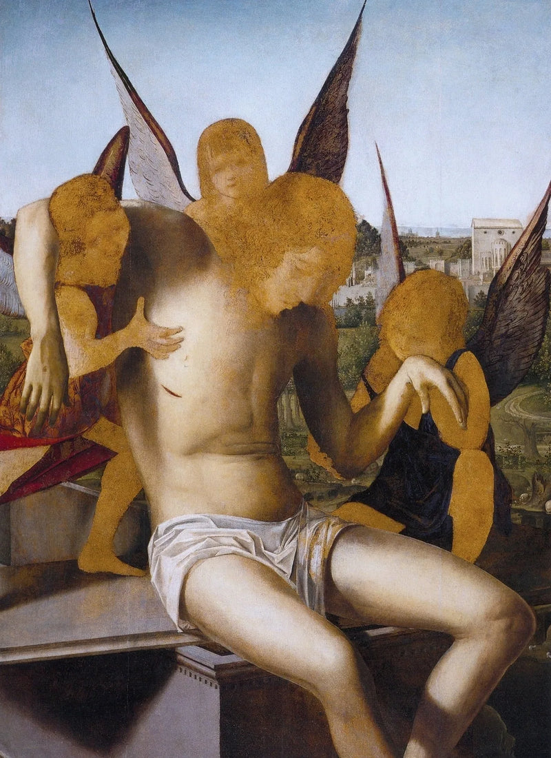 Christus død understøttet af tre engle - Antonello de Messine