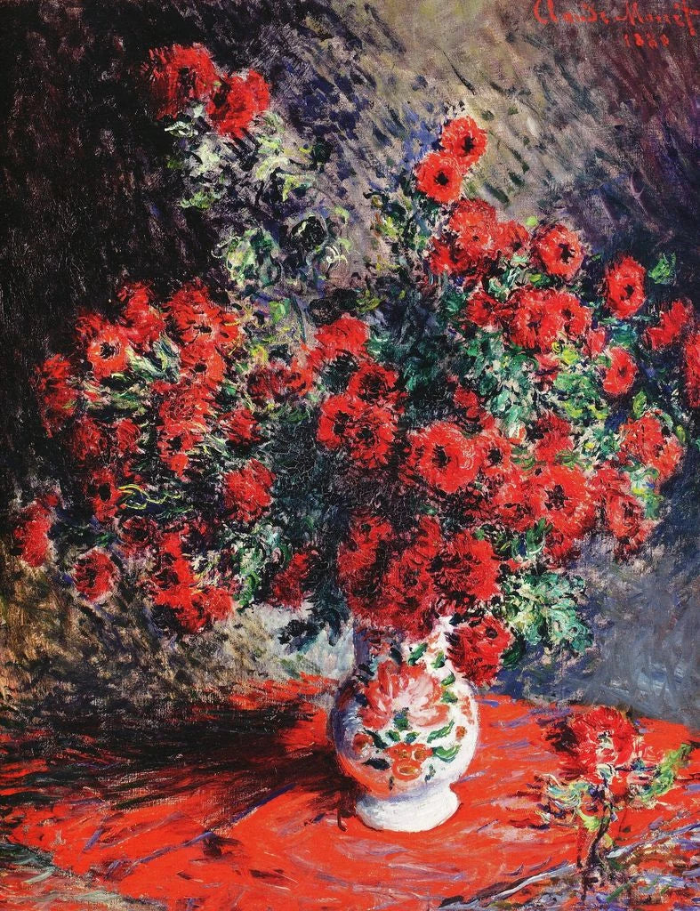 Chrysanthèmes rouges W635 par Claude Monet