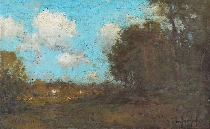 Blå himmel over et skovklædt landskab - Julian Onderdonk
