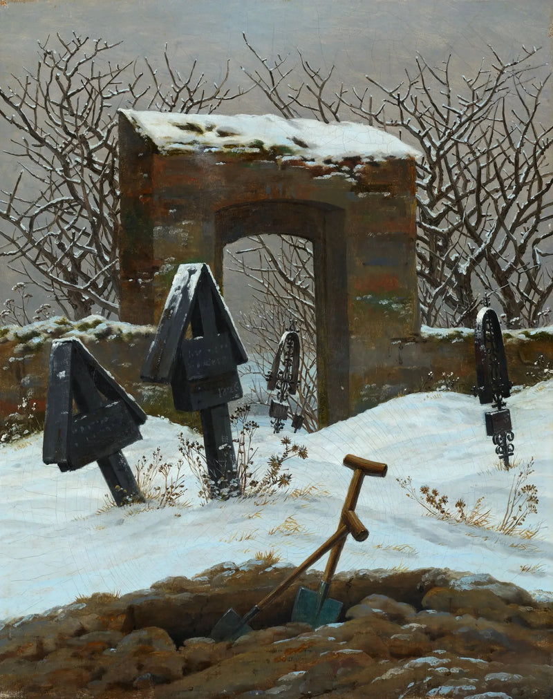 Kirkegård under sneen - Caspar David Friedrich
