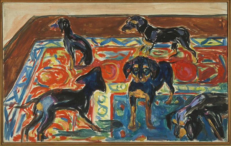 Fem hvalpe på tæppet - Edvard Munch