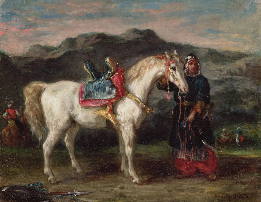 Circassian lejer en hest af bruden søn - Eugène Delacroix