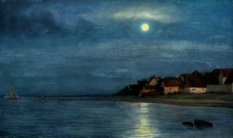 Måneskin. Hellebæk - Carl Heinrich Bloch