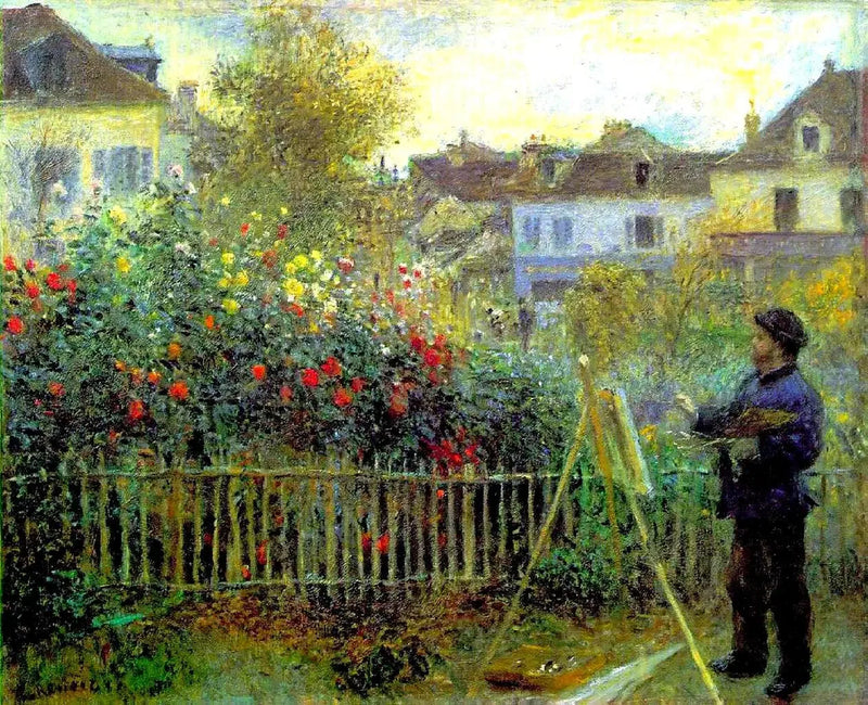 Claude Monet maler i sin have i Argenteuil - Pierre-Auguste Renoir