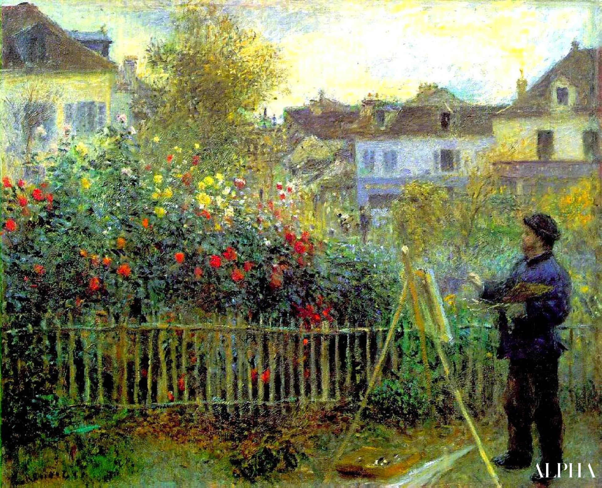 Claude Monet peignant dans son jardin à Argenteuil - Pierre-Auguste Renoir - Reproductions de tableaux et peintures haut de gamme