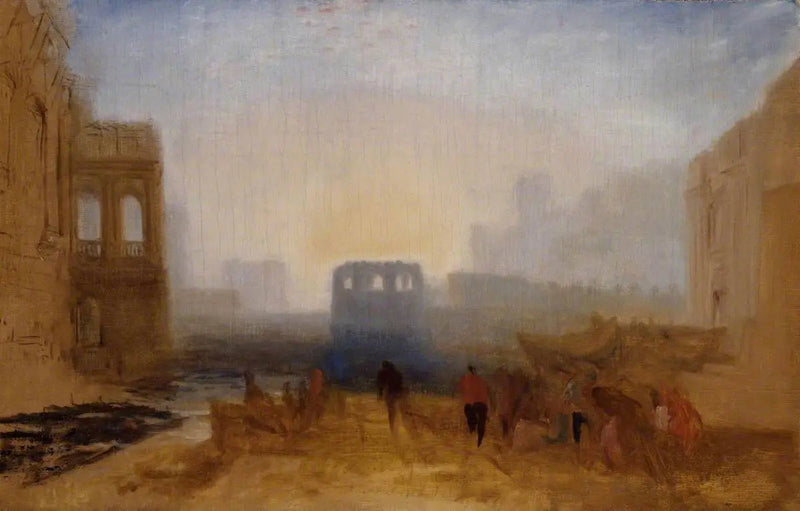 Claudian Havnescene: Studie til 'Dido der dirigerer udstyret af flåden' - J. M. W. Turner