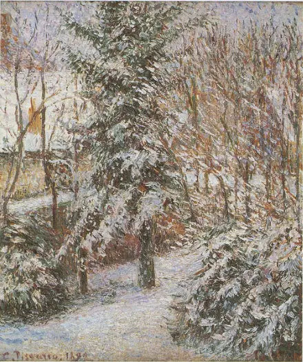 Havehjørne, sne, Eragny - Camille Pissarro
