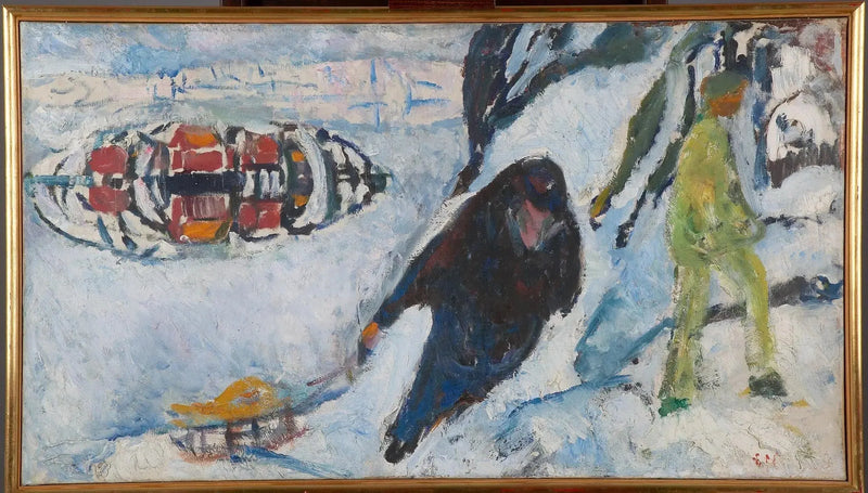 Bakke med slæde - Edvard Munch