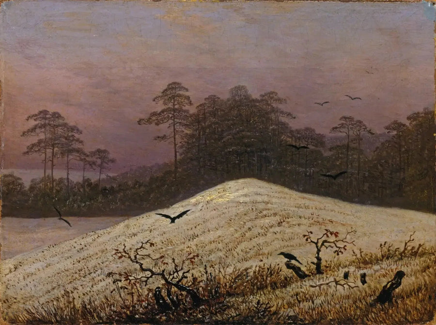 snebakke med ravne - Caspar David Friedrich