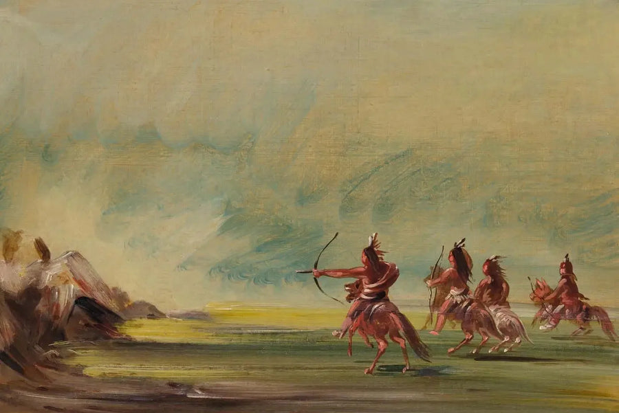 Comanche giver pile til Medicine Rock - George Catlin