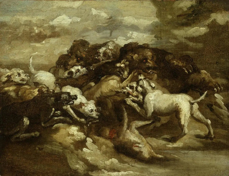 Kamp mellem hunde og bjørne - Théodore Géricault