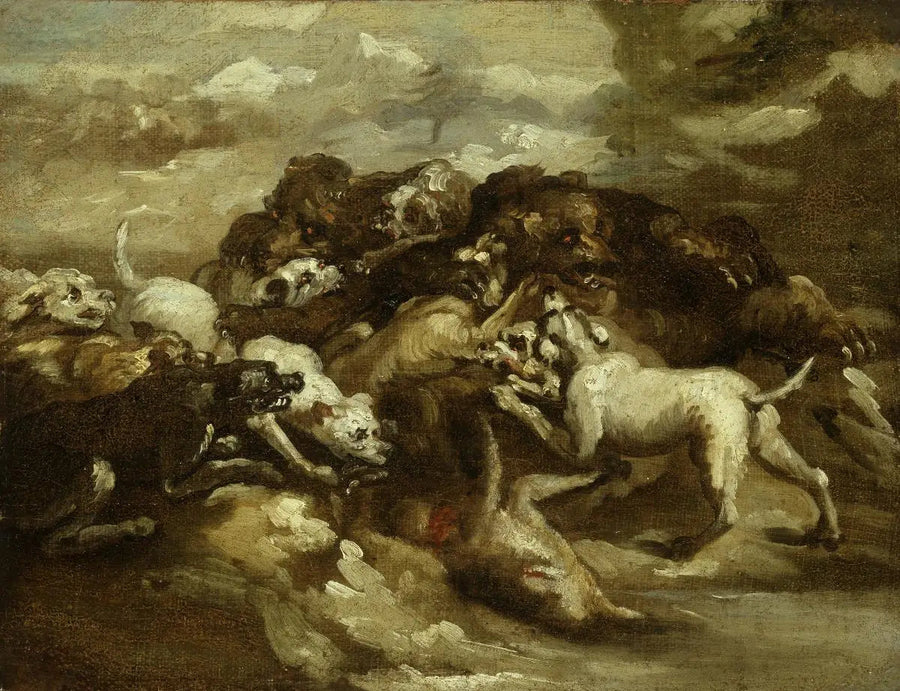 Kamp mellem hunde og bjørne - Théodore Géricault