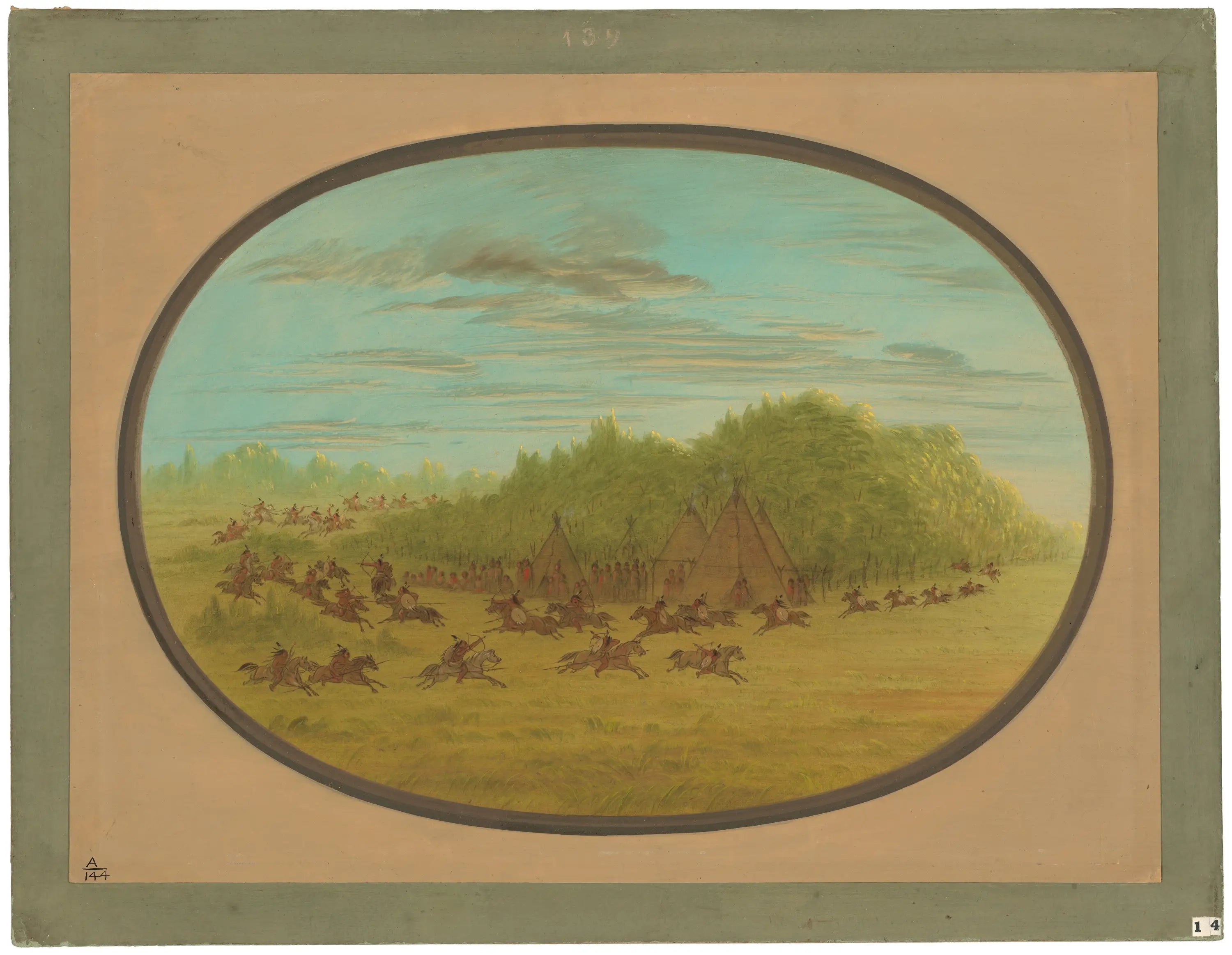 Combat simulé des Camanchees - George Catlin - Alpha Reproduction
