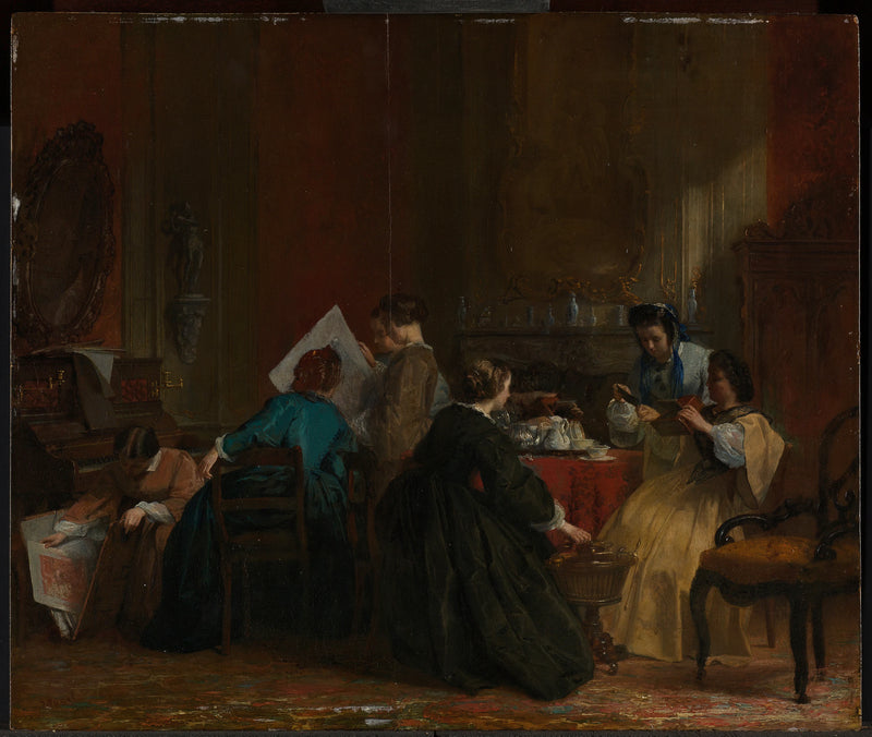 Une compagnie de dames regarde des photos au stéréoscope - Jacob Spoel
