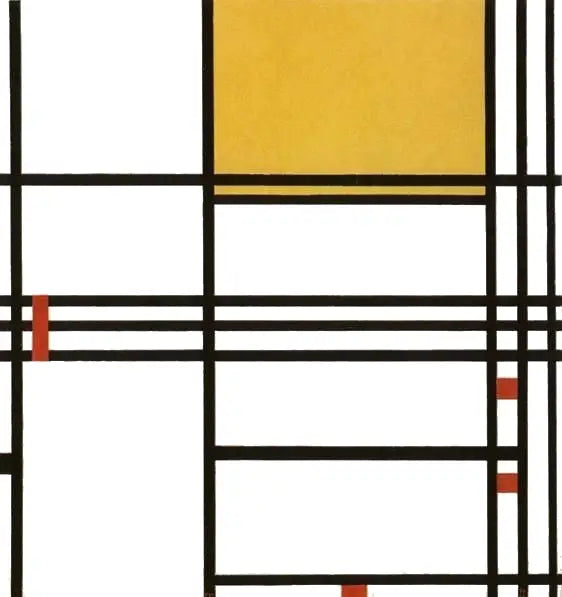 Komposition 9 med sort, hvid, gul og rød - Piet Mondrian