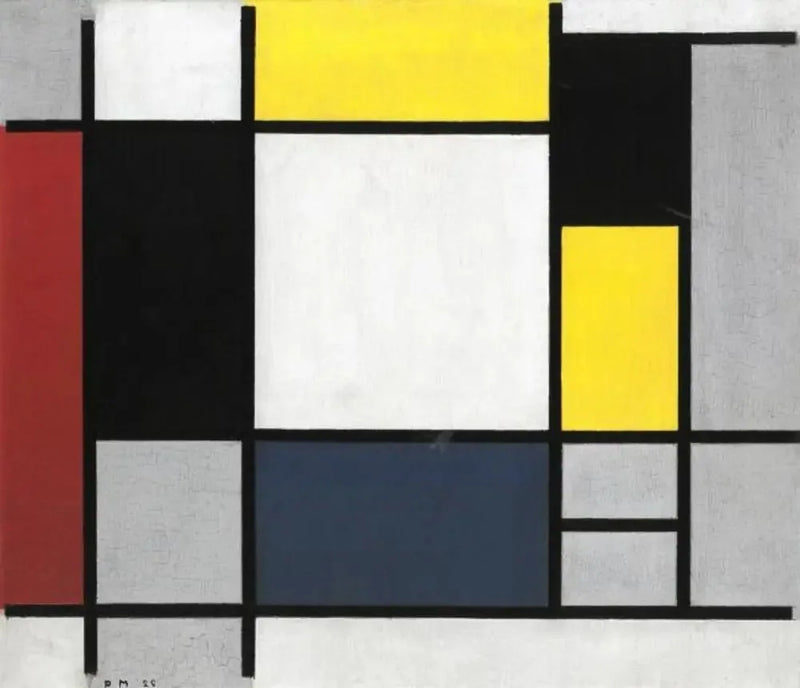 Komposition med gult, rødt, sort, blåt og gråt - Piet Mondrian