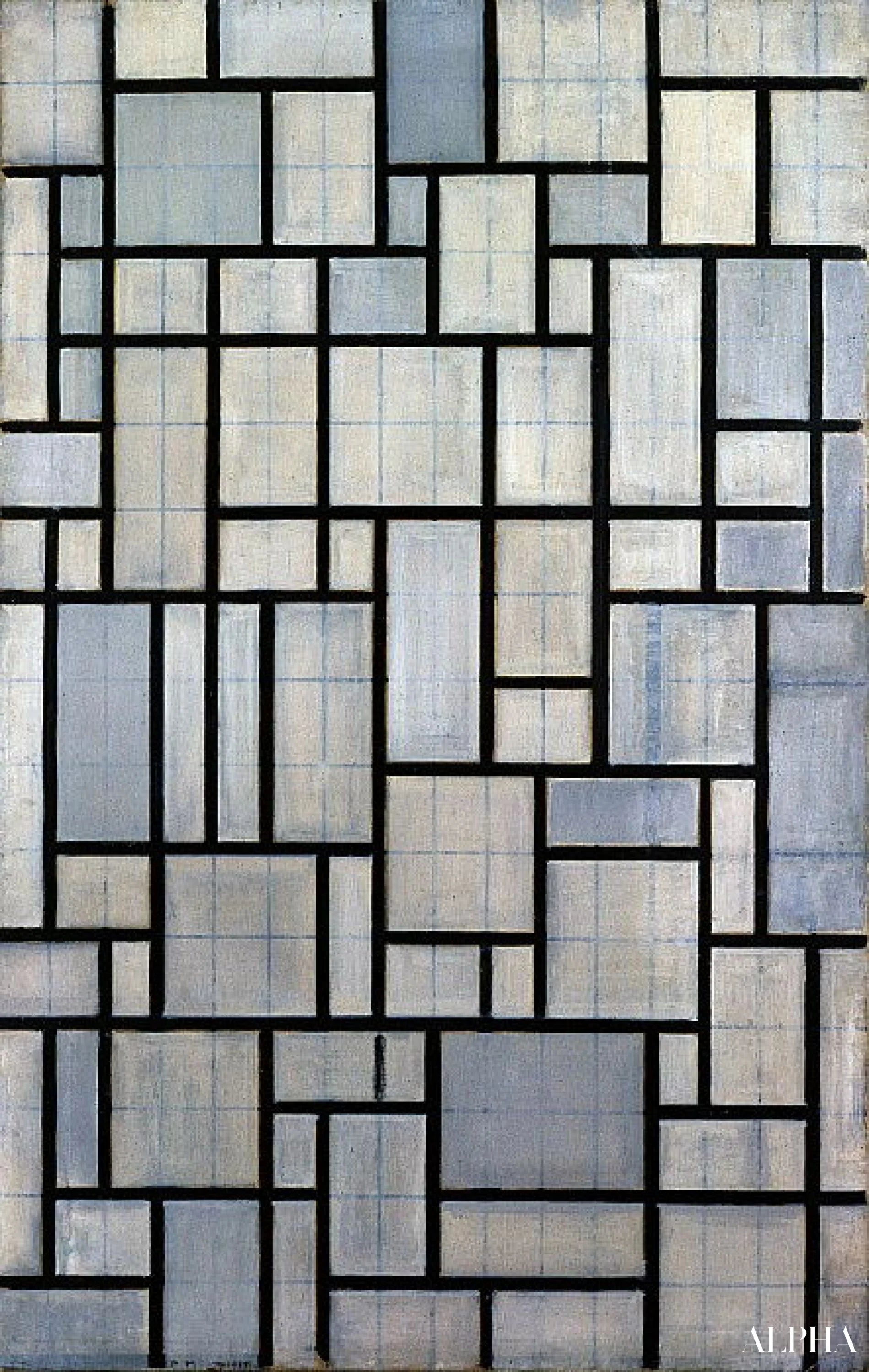 Composition avec la grille 2 - Mondrian - Reproductions de tableaux et peintures haut de gamme