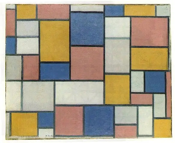 Komposition med farveplaner og grå linjer - Piet Mondrian