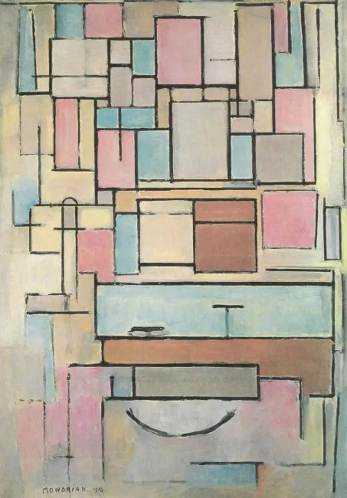 Reproduction du tableau « Composition avec plans de couleurs : façade - Piet Mondrian » par Alpha Reproduction en peinture à l’huile