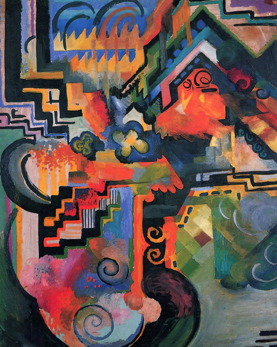 Farverig komposition (Hyldest til Jean-Sébastien Bach) - August Macke