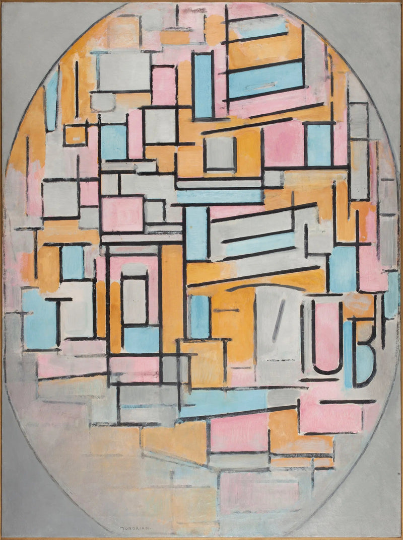 Oval komposition med farvede paneler 2 - Piet Mondrian
