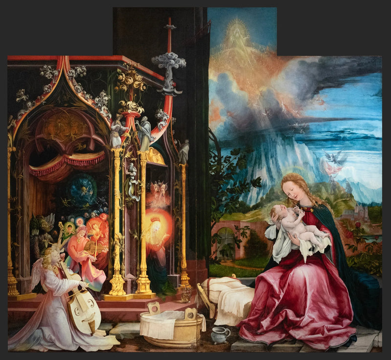 Concert des Anges og Jomfrufødsel - Matthias Grünewald