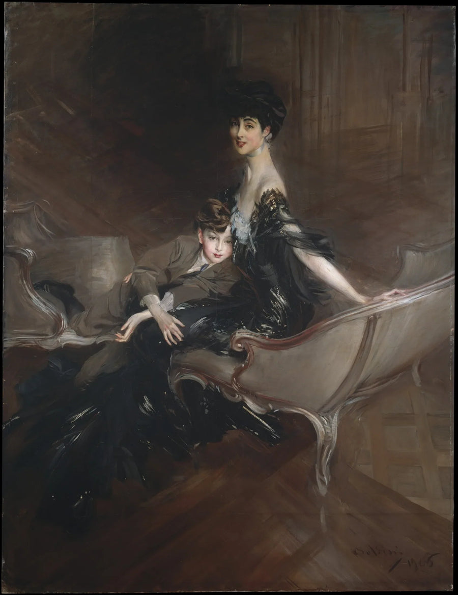 Consuelo Vanderbilt (1876–1964), hertuginde af Marlborough, og hendes søn, Lord Ivor Spencer-Churchill (1898–1956) - Giovanni Boldini
