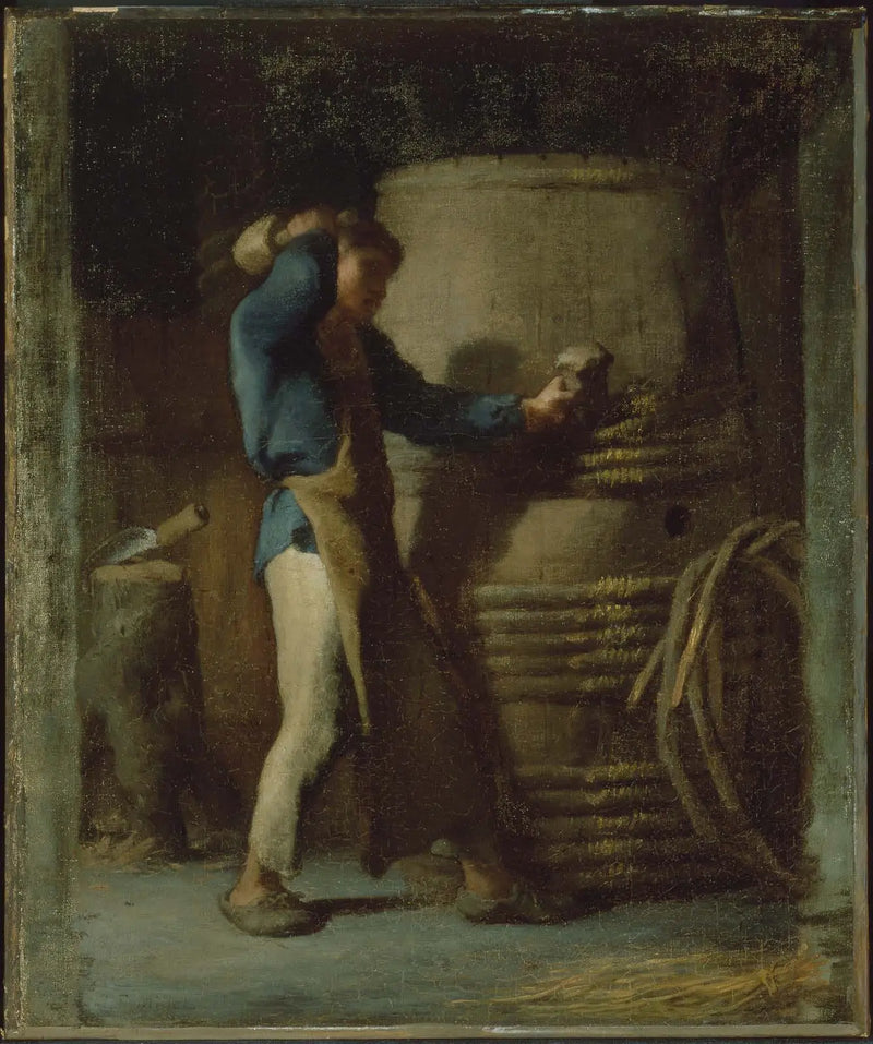 Cooper serrant les douelles d'un tønde - Jean-François Millet