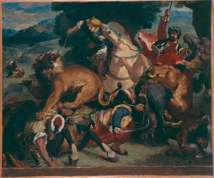 Kopi efter 'Løvejagten' af Delacroix - Odilon Redon
