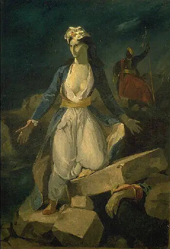 Kopi efter 'Grækenland på ruinerne af Missolonghi' af Delacroix - Odilon Redon